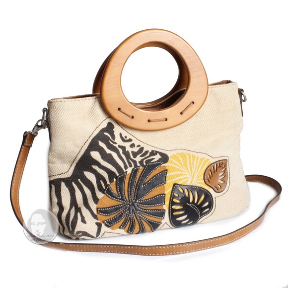 Relic by Fossil Tote Bag or Crossbody Wood Handles Florals with Shoulder Strap - Picture 2 of 8